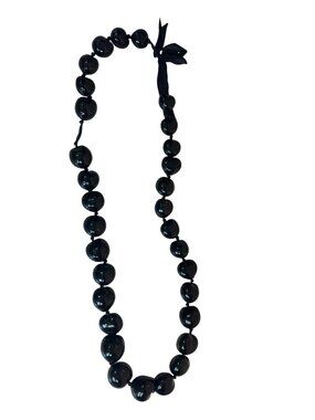 Chunky Wooden Beaded Necklace Unisex Tie Close Long Funky Mocha Beads Statement